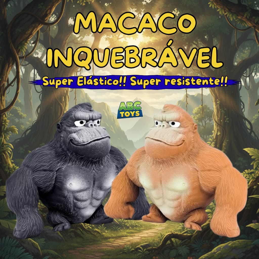 Macaco King Inquebrável – Brinquedo Squish Antiestresse e Sensorial / Resistente, Invencível