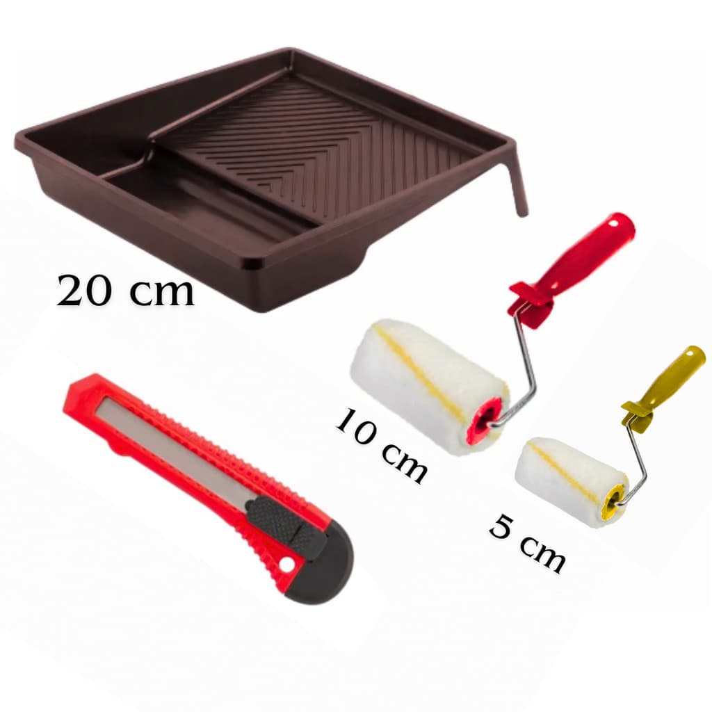 2 Rolos Pintura Lã Multiuso Estilete e Bandeja Kit Especial para pequenos detalhes