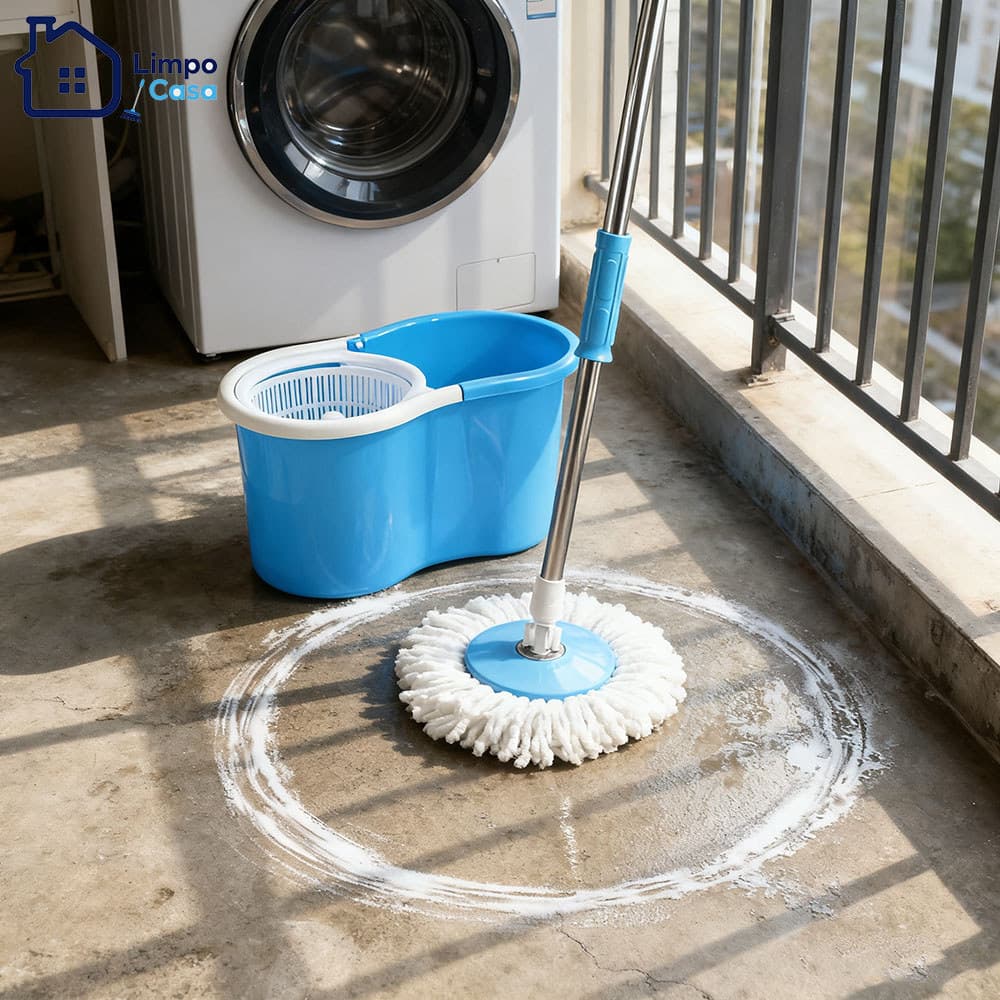 Mop de fibra giratório 360° cesto inoxi&Plástico com cabo estendido de balde de esfregão limpo para