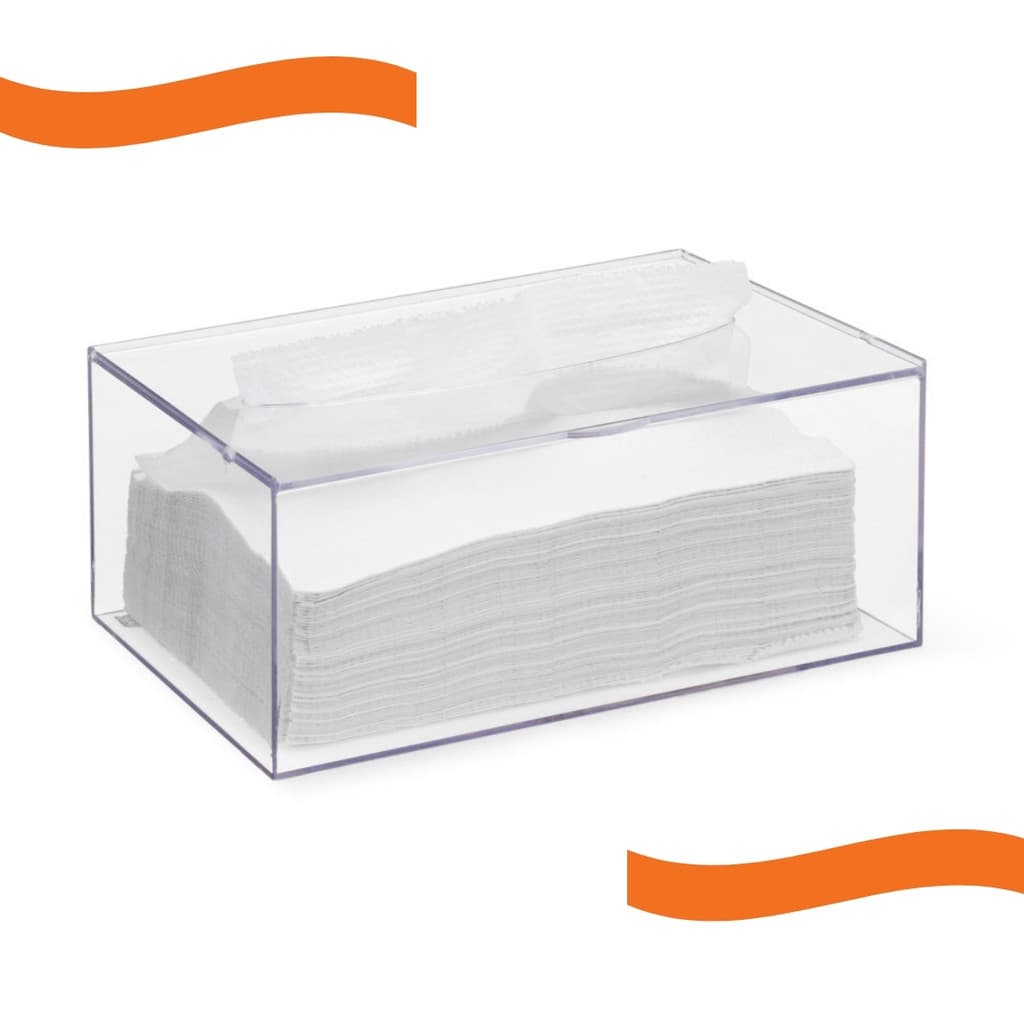 Porta Lenço Papel Toalha Caixa Acrílico Com Tampa Mesa Pia
