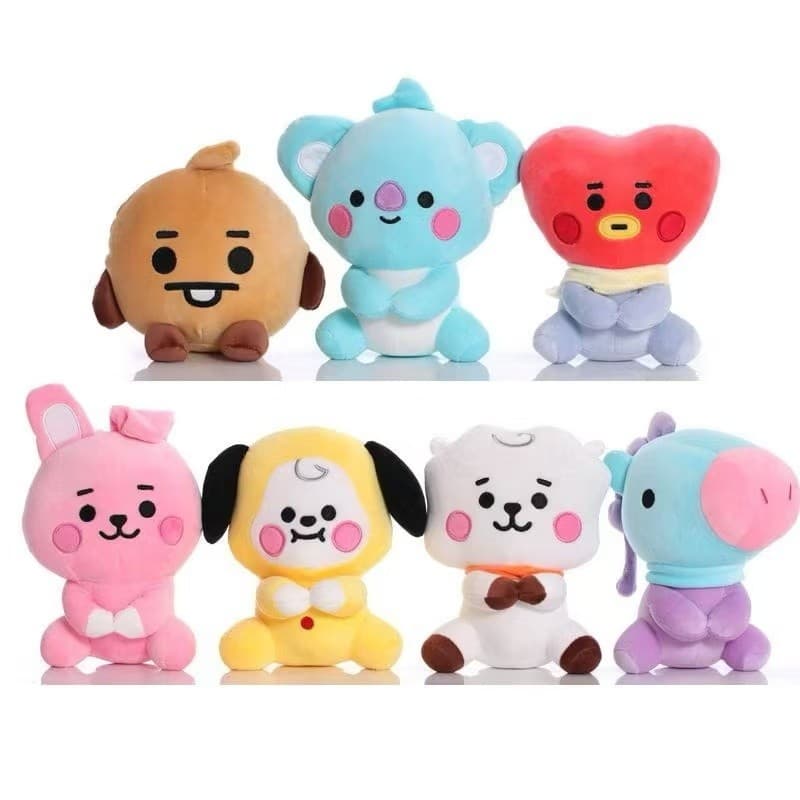 Pelúcias BT21 BTS Originais 22cm – Bonecos Fofos e Colecionáveis dos Membros do KPOP