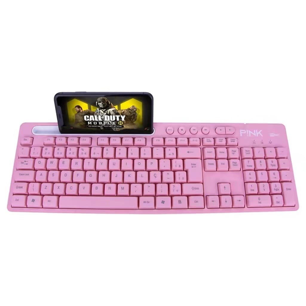 Teclado Multimídia USB Pink Feminino Smart Support KX Rosa original