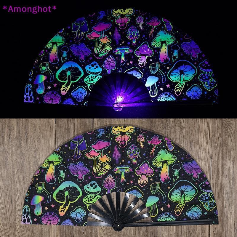 Entrehot > Ventilador Kung Fu Com Impressão De Tinta UV Fluorescente Dobrável De Osso De Bambu Para Festa De Dança De Fe