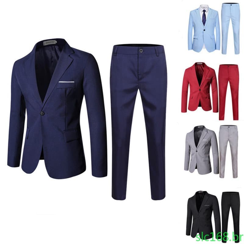 Conjunto de 2 peças de terno masculino, blazer slim fit premium e calças para eventos sociais formais, banquetes GPCN