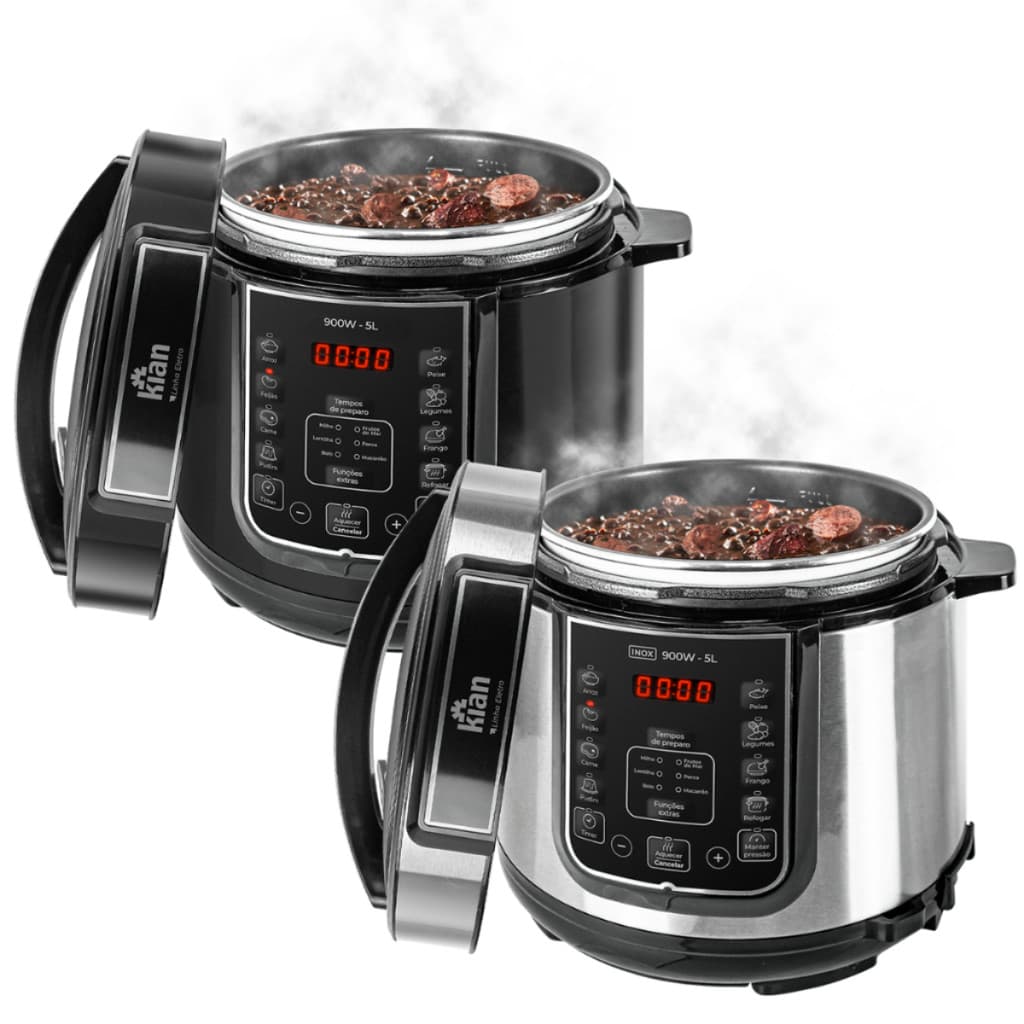 Panela De Pressão Eletrica Digital Para Cozimento Casa Cozinha Aço Inox Resistente 5L 900W - Kian