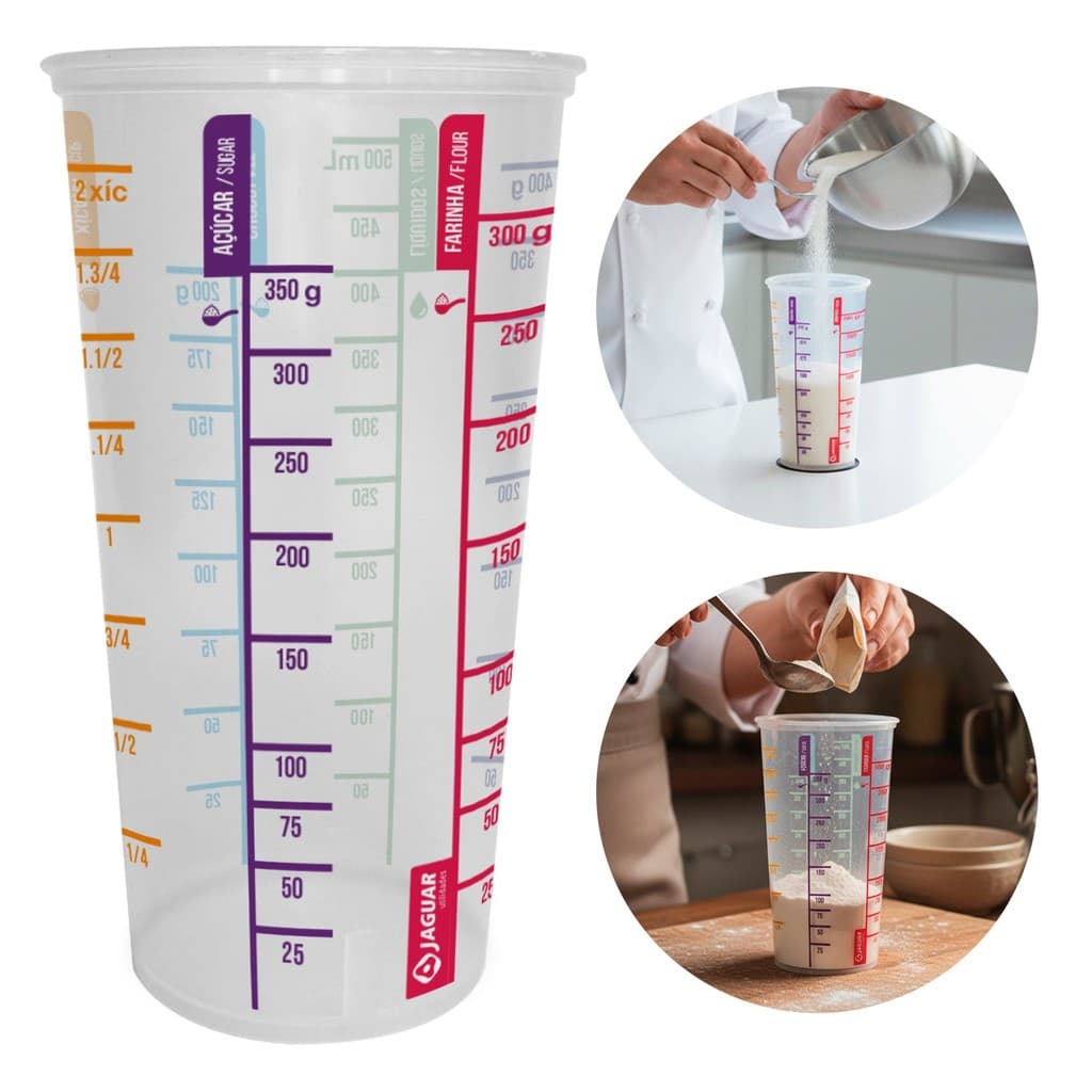 Copo Medidor 550ml Transparente Graduado Plástico Dosador para Cozinha e Receita
