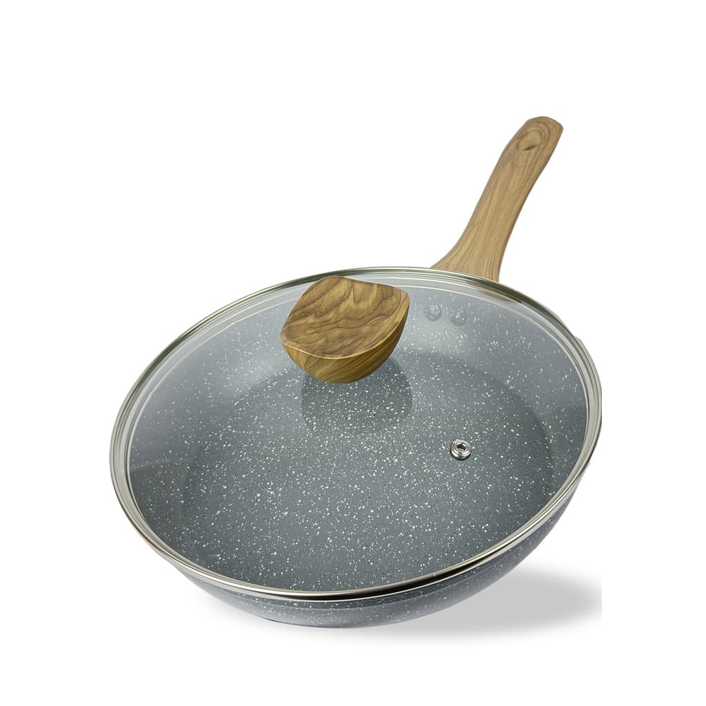 Frigideira antiaderente com tampa de vidro 28cm revestimento ceramico funda