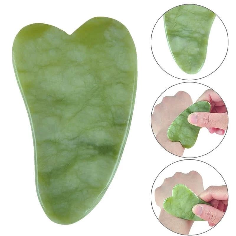 Gua Sha de Jade Natural Massageador Facial Corporal Antienvelhecimento Drenagem Linfática