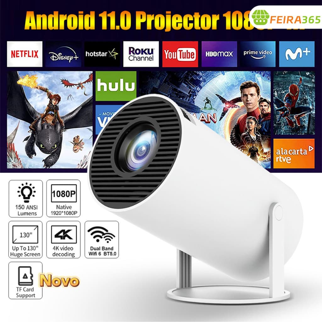 Projetor 4K HD 150 Polegadas Celular, Tv B0x, Xbox, PS, Pc, Wifi HY300 Pro Magcubic Envio Imediato