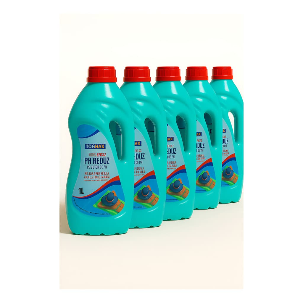 Kit 5 Redutor de pH Togmax 1 Litro Cada – Corrige Acidez e Alcalinidade da Água da Piscina com Rapidez