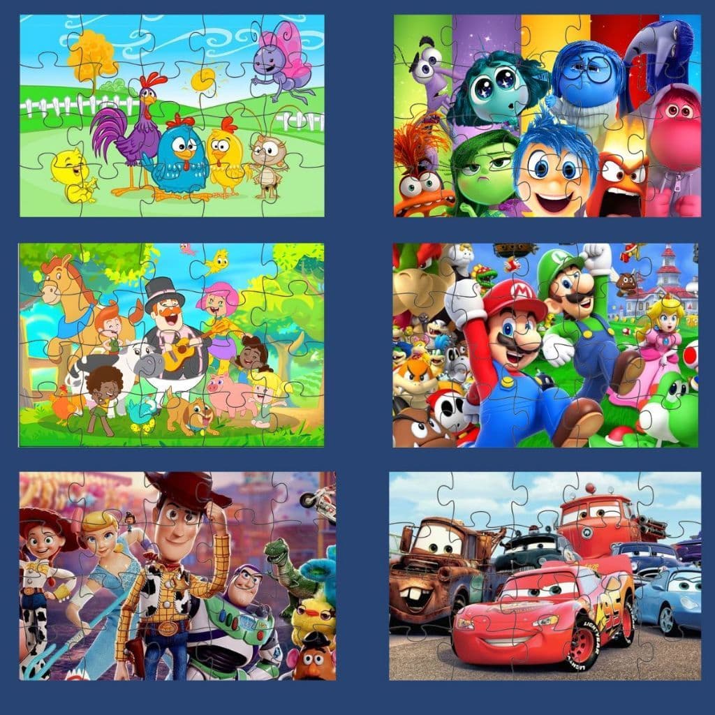 Kit 6 Quebra Cabeça Grande Infantil Jogo De Criança 20 Peças Varios Desenhos 20x25 Brinquedo