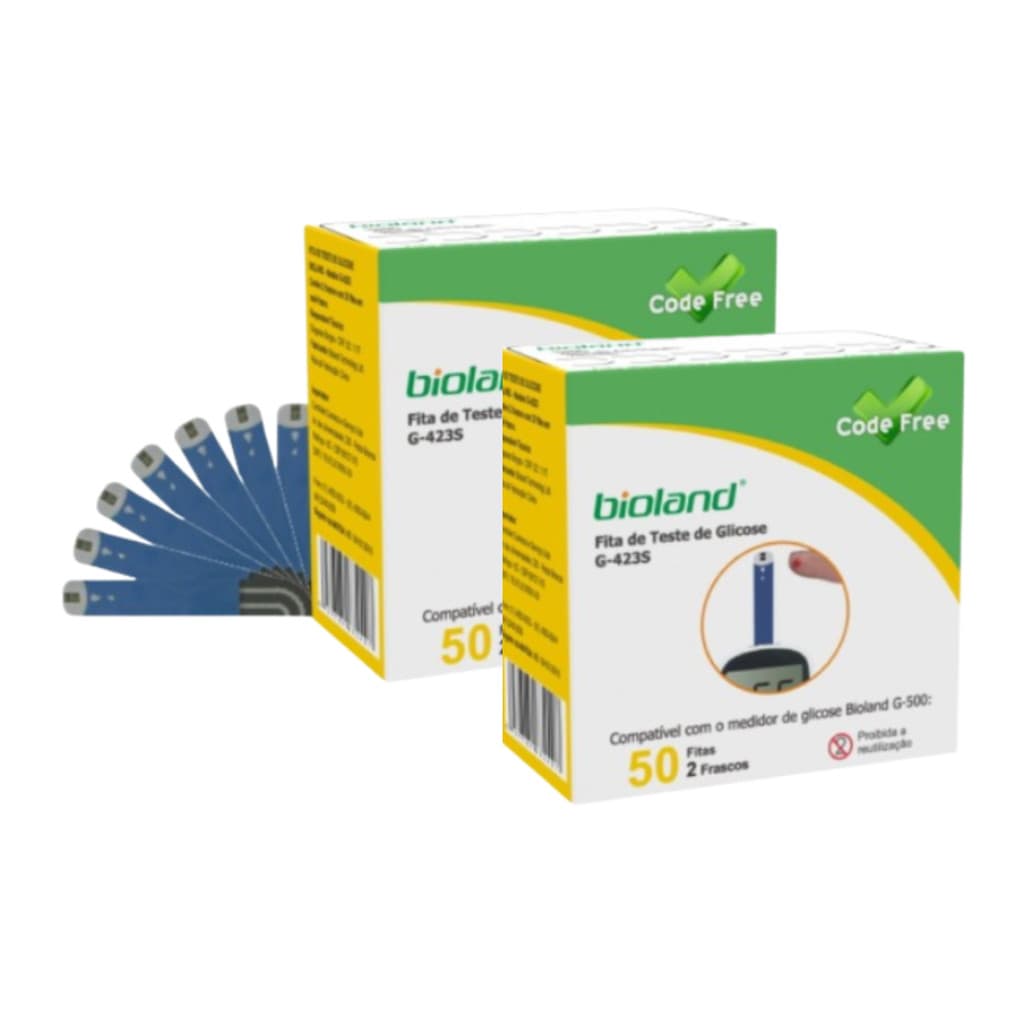 100 Fitas Tiras Teste De Glicose Glicemia G-423s Bioland