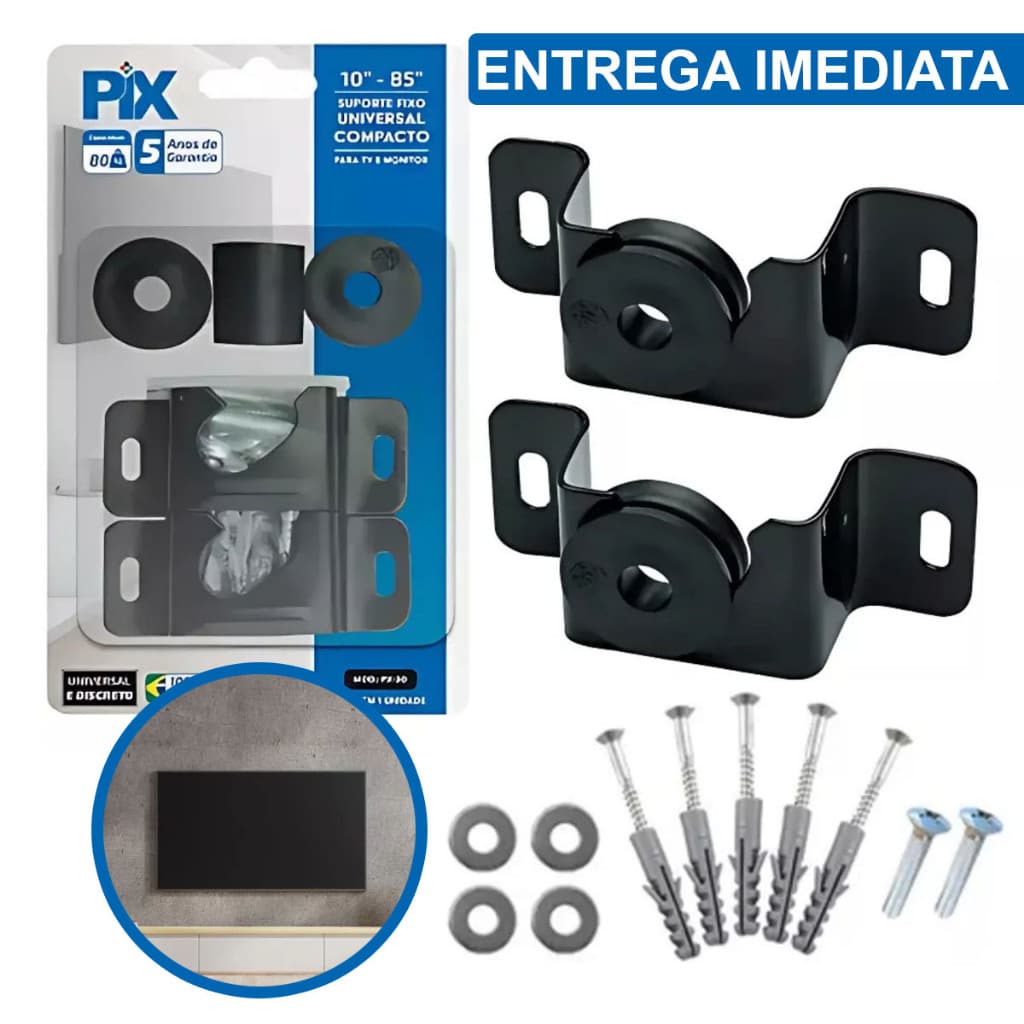 Suporte TV Universal  Fixo Led Smart Lcd plasma 4k 10 a 85 Parede e Painel - Todas as Tv's