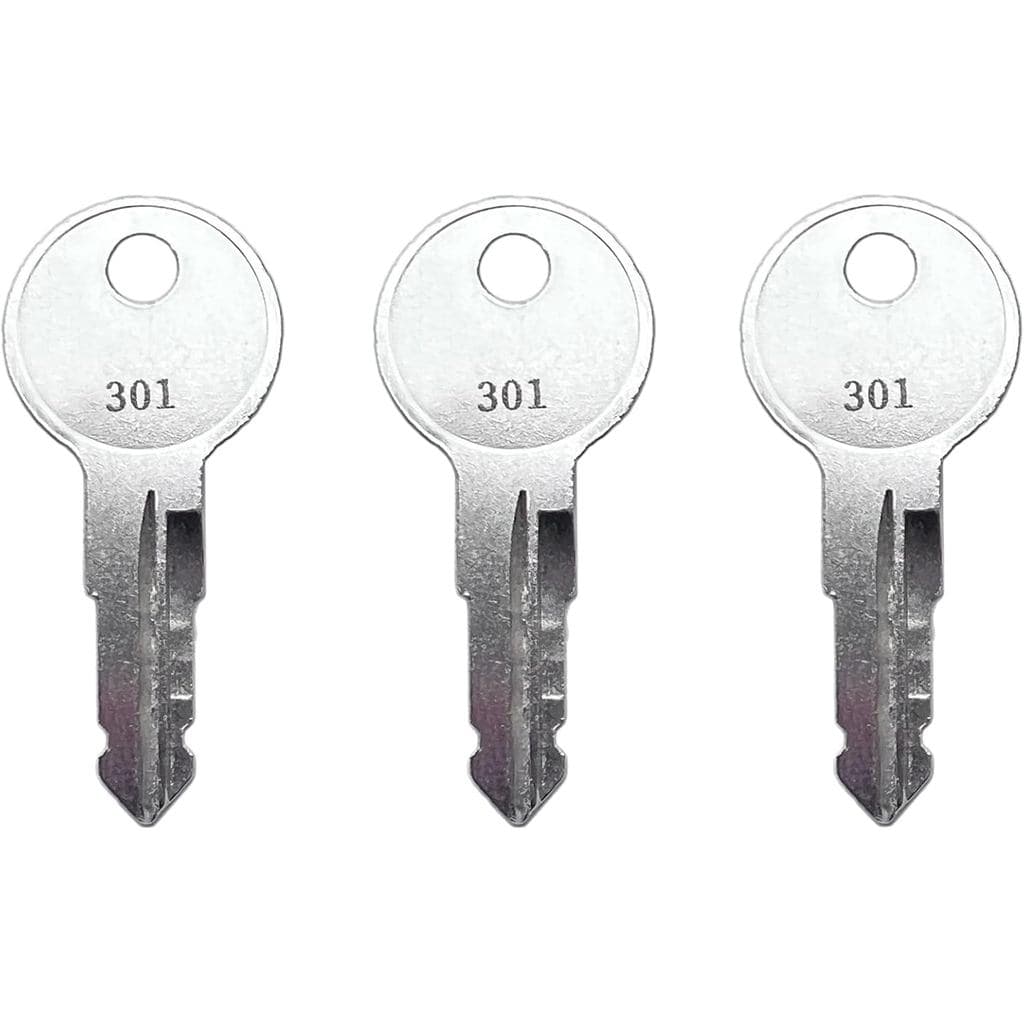 (3) Chaves KeyPower 301-370 para Fechaduras de Porta de Trailer Camper Bauer RV, Códigos de Chave Pré-Cortados RV301 - R