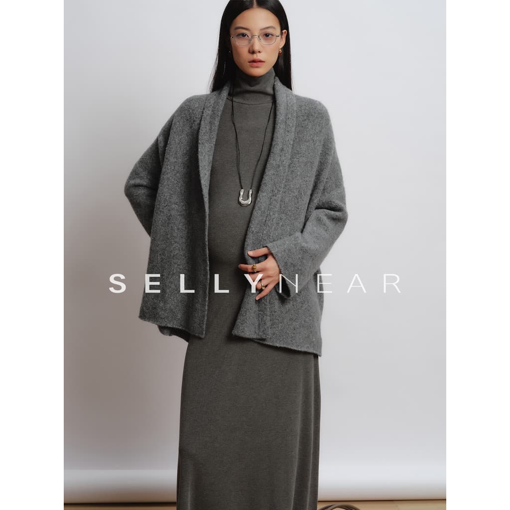 Sellenear High-End sentimento jaqueta de maternidade outono inverno novo estilo moda cinza luz quente velo gravidez malh