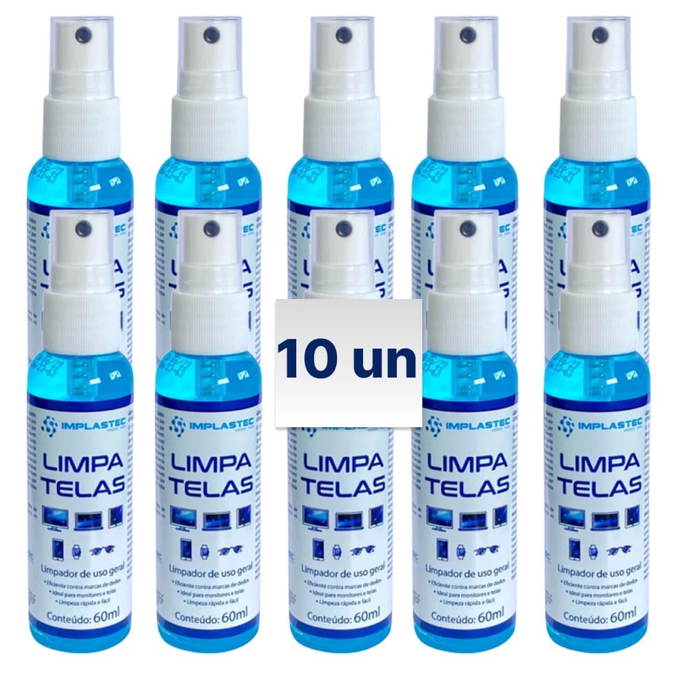 10 Limpadores  Tela Profissional Anti Marcas Implastec 60ml