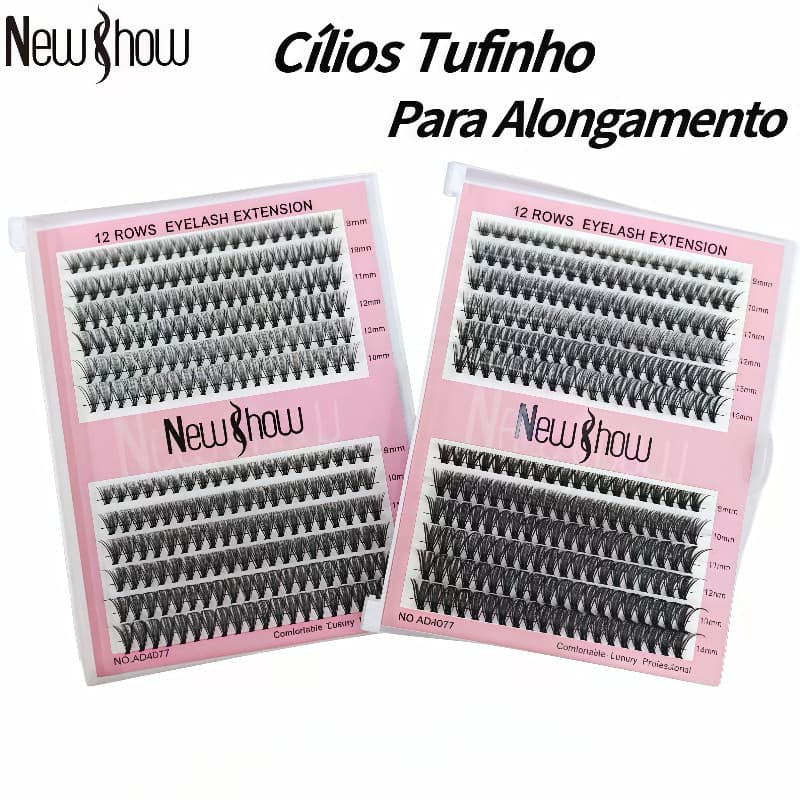 New Show Cílios Postiços Tufo Volume 10P/20P/30P/40P/50P/60P D Curl 9-14mm Mix - Extensão Profissional