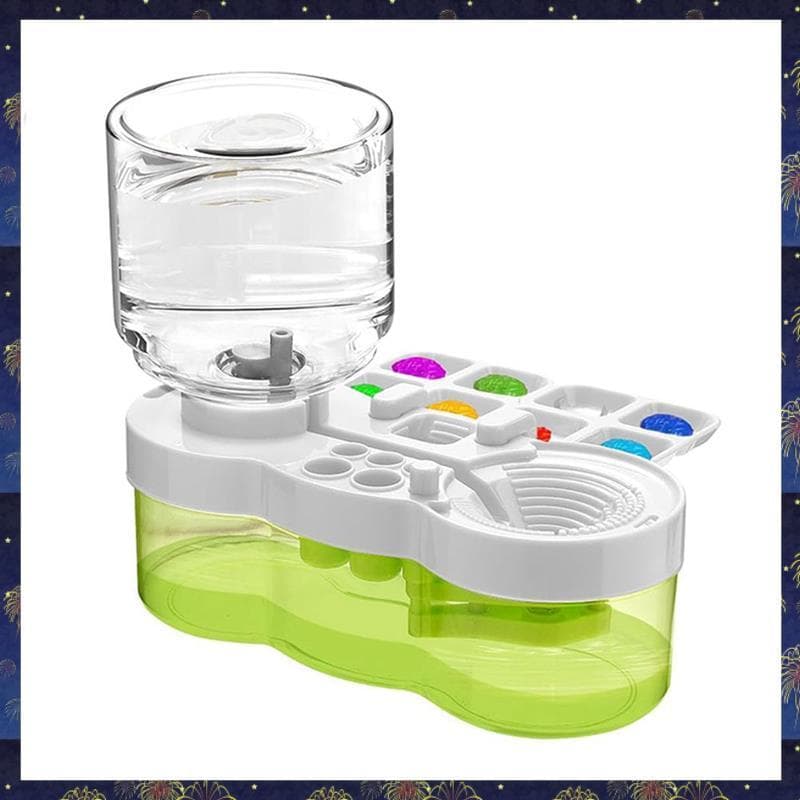 Limpador De Pincel Com Dreno E Suporte Para Crianças , Acessórios De Aquarela Verde