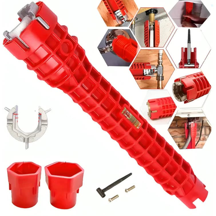Chave Grifo Instalador Hidráulico 8 em 1 Cano Pia Torneira Filtro Encanamento Chave Inglesa Ferramenta Reparos Multiuso