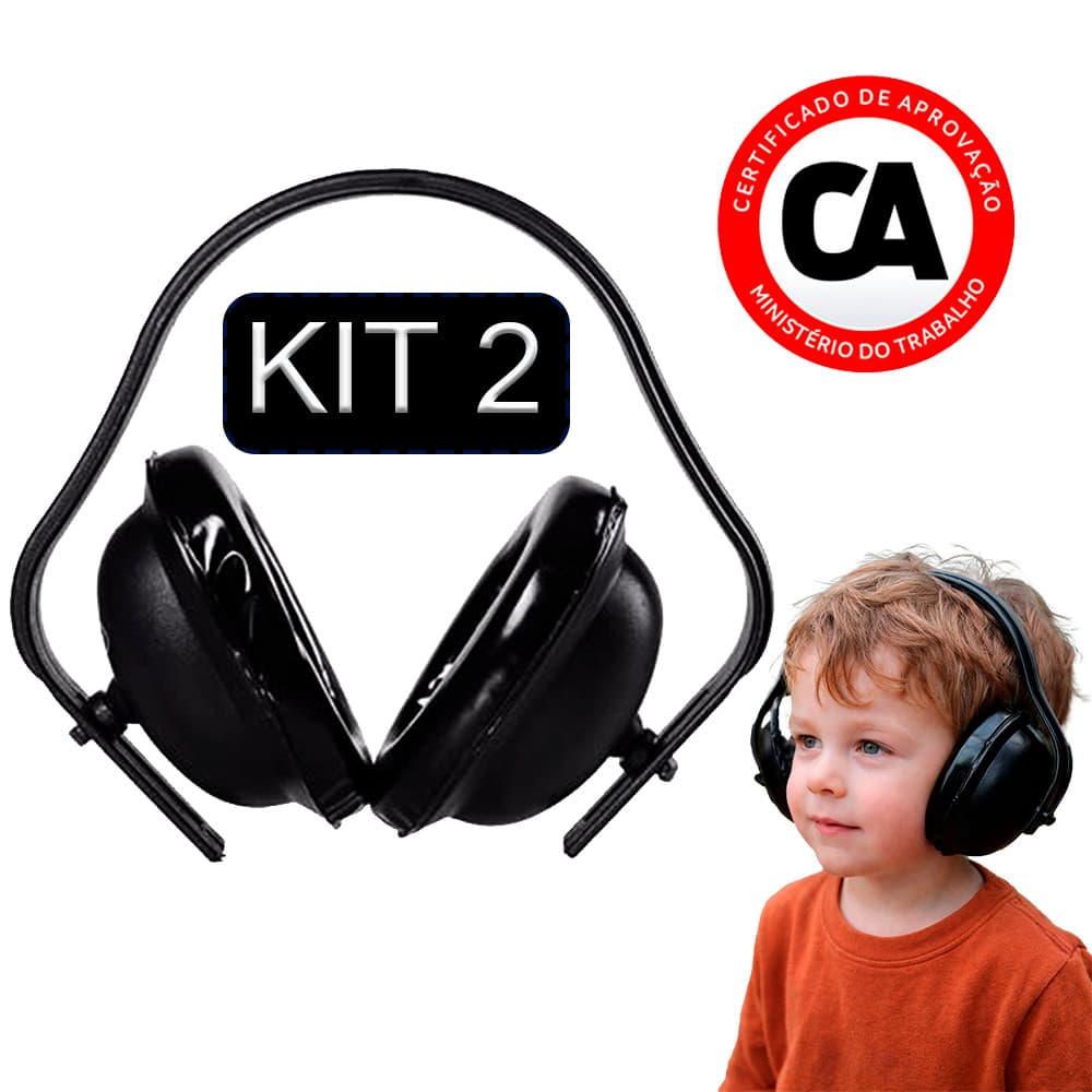 Kit 2 Protetor Abafador Auditivo Concha para Ruidos de Obra Construção Autista EPI Fogos