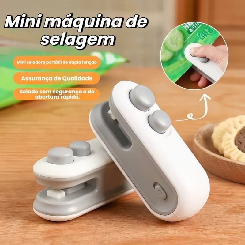 Mini Seladora Portátil USB 2 em 1: Sela e Corta Sacos Plásticos em Segundos | Embalagens Perfeitas