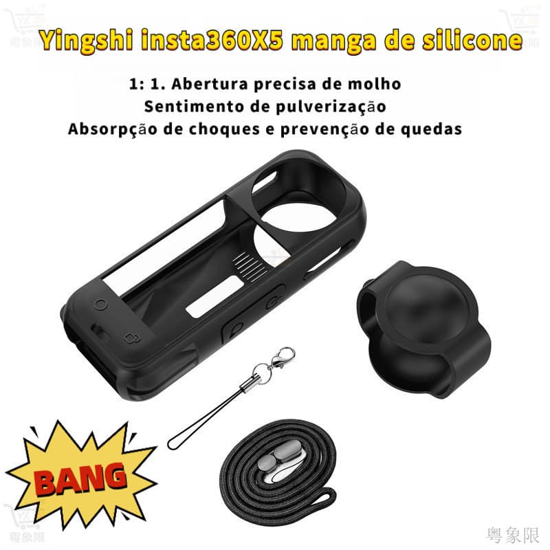 Capa de Silicone Shadow Stone Insta360 X5 Acessórios de Cobertura de Lente Câmera de Ação Panorâmica Proteção Suave
