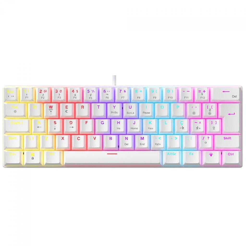 Teclado Mecânico Gamer Ninja Leap 60%, Switch Blue, Rainbow, ABNT2, Branco, GN-KB-LPBL60WBUAB
