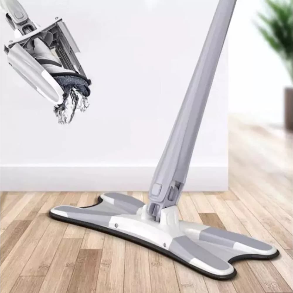 Mop Esfregão Multiuso Giratório 360° com Torção Microfibra Cabo Inox Para Piso Cozinha Vidro