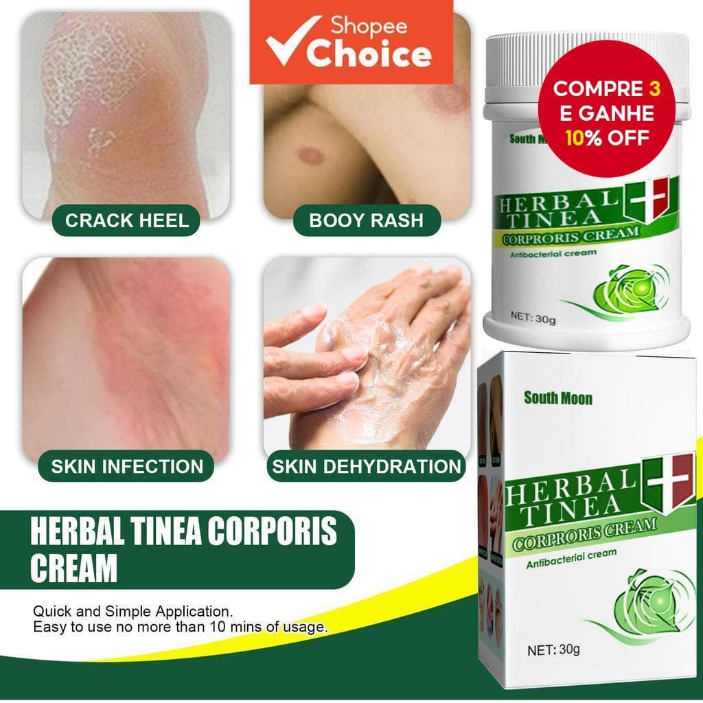  Creme Herbal Anti-Coceira da South Moon - Alivia Tinea Corporis, Irritações de Pele Seca e Sensível, Blend Calmante