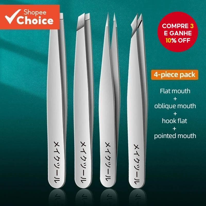 Pinça De Precisão De Aço Inoxidável Para Sobrancelhas , Remoção De Pelos Faciais , Pontas Angulares De Cravos , Conjunto