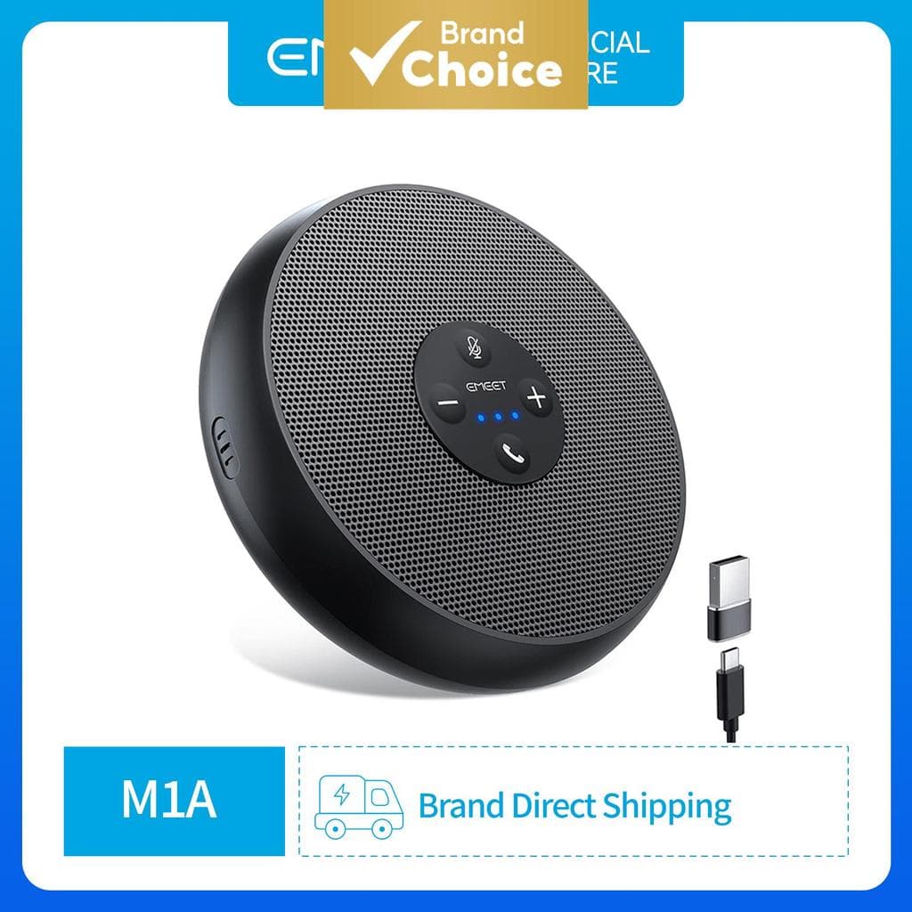  Caixa de Som USB com Microfone EMEET M1A 360° Capta Voz, Plug & Play USB Tipo C-A, Cancelamento de Ecos e Ruído, para