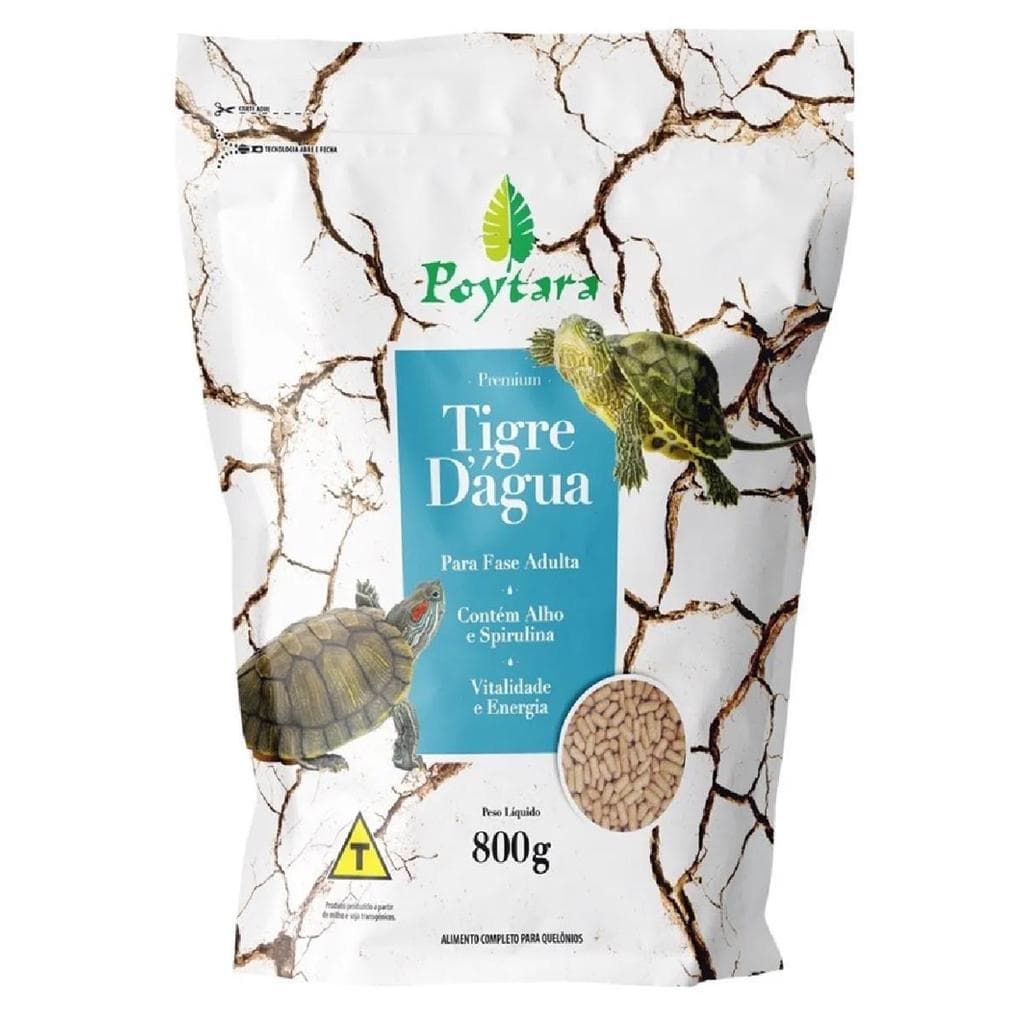 RACAO POYTARA TIGRE D'ÁGUA 800G TARTARUGA AQUATICA AQUARIO 