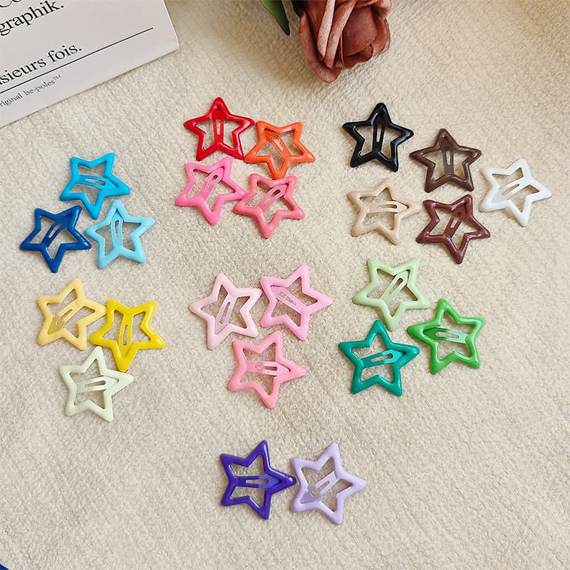 10/30PCS Clipe de Cabelo Estrela de Dopamina | Presilhas Coloridas e Antiderrapantes para Mulheres e Meninas.