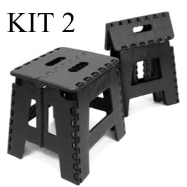 Kit 2 Bancos Plástico Dobrável Multiuso Banquinho Portátil Reforçado Banqueta 100kg Antiderrapante Compacto Camping