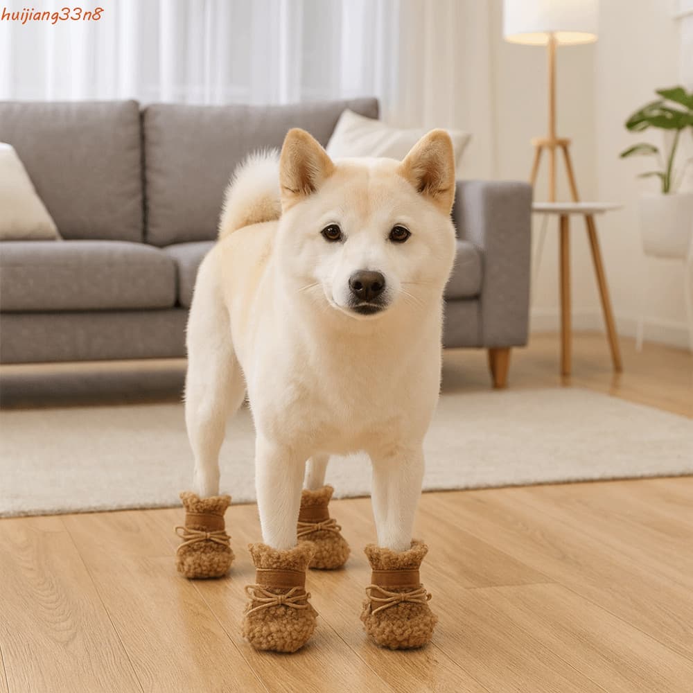 HUIJIANG 4 Unidades/Conjunto Botas De Neve Para Animais De Estimação , Sapatos De Algodão Quentes E Espessos Cães , Inve