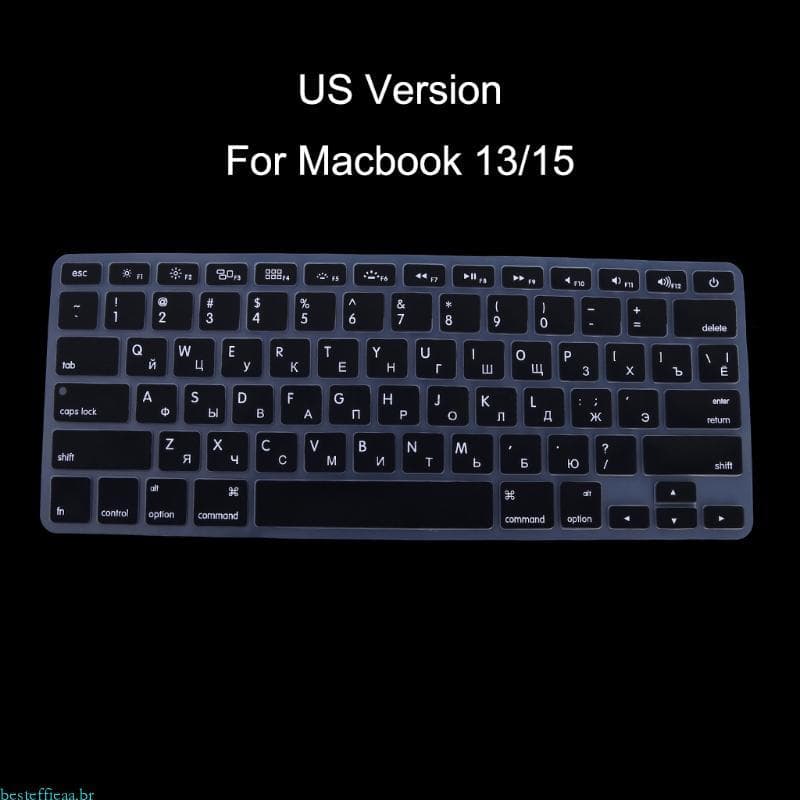 besteffie Versão Americana Teclado Russo Capa Pele Silicone Para Air 13 15 À Prova D