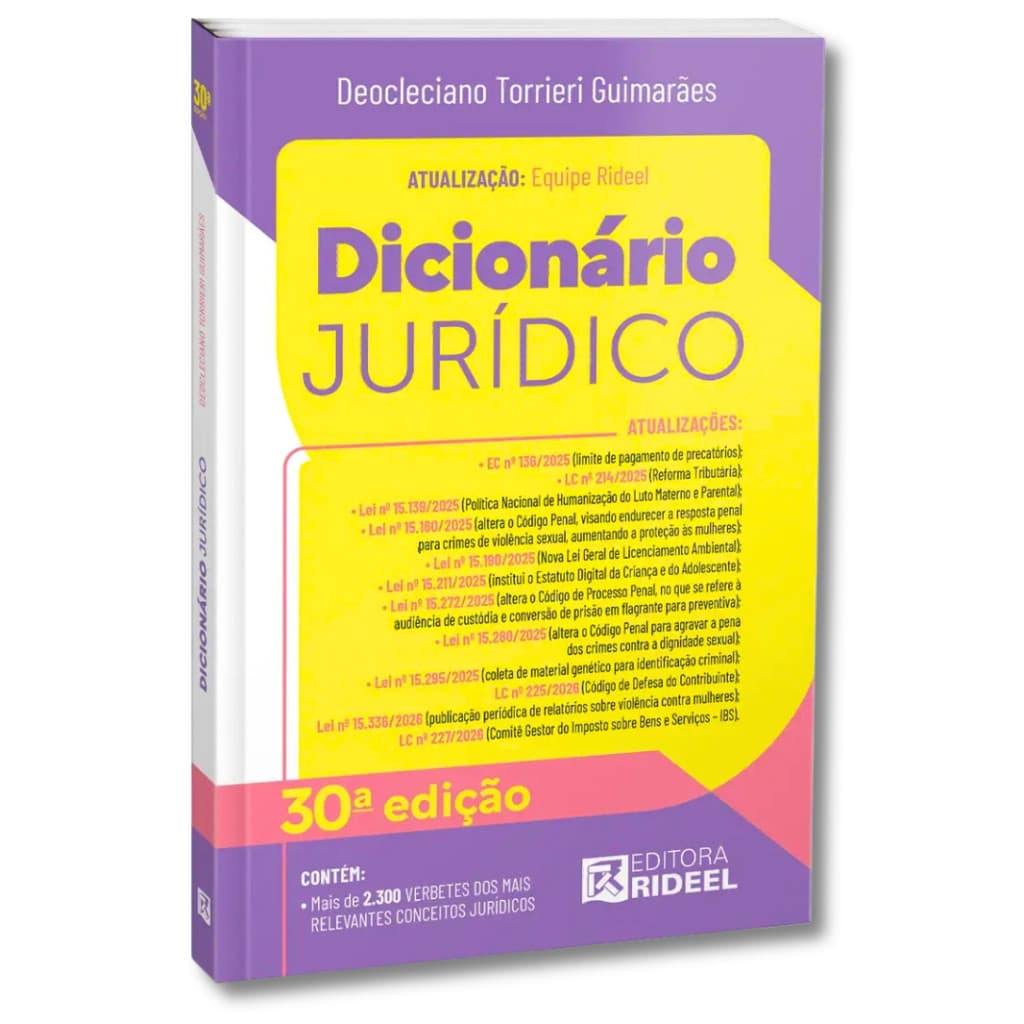 Dicionário Jurídico Rideel 2026 - Mais de 2300 Verbetes