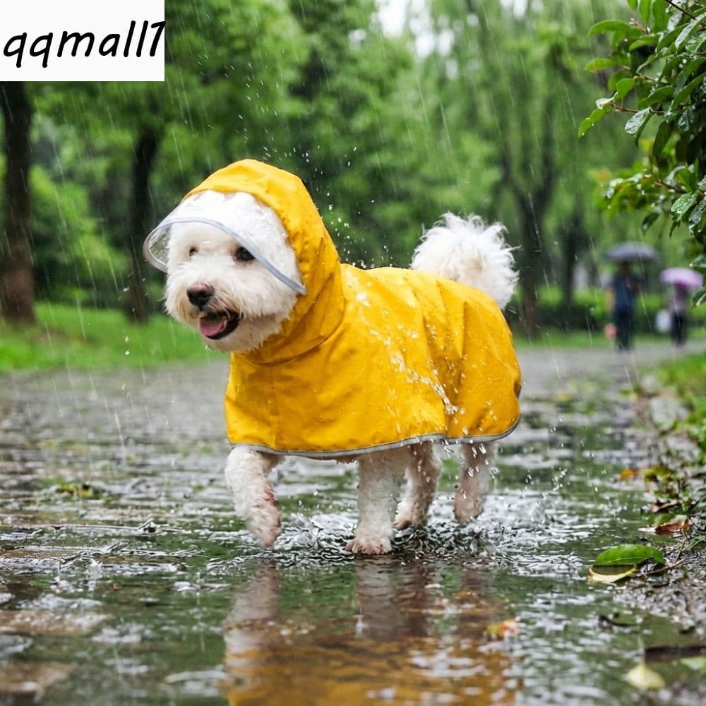 QQMALL1 Capa Impermeável , De Chuva Com Capuz Para Cachorro Listras Reflexivas Resistente À Sujeira Animais De Estimação