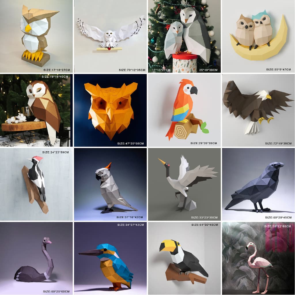 MOMO Modelo de papel tridimensional Bird Series 1 criativo Origami Arte artesanal DIY J