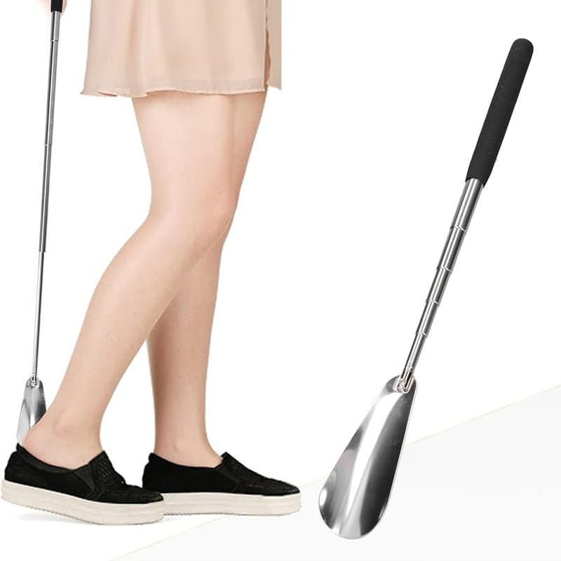 1 Pçs Chifre De Sapato Ajustável Calçadeira Alça Longa Metal Sapatos Levantador Portátil Dor Nas Costas Expansor Estende