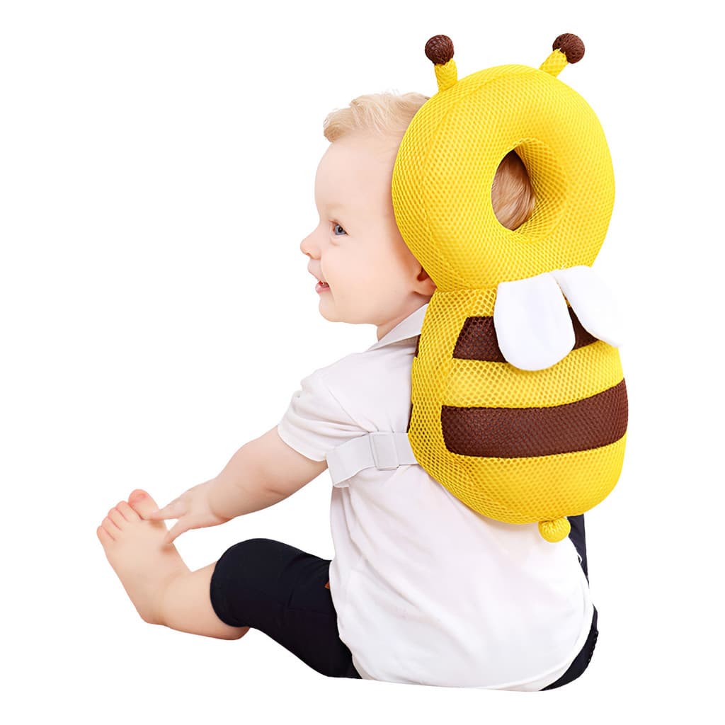 Mochila Proteção Cabeça Costas De Bebê Animais Macia E Fofa - Abelha Menino e Menina