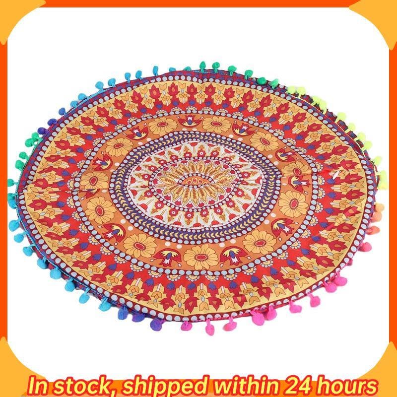 [hobbes1] Capa De Almofadas Boêmias Redondas Para Piso De Mandala Indiana 13