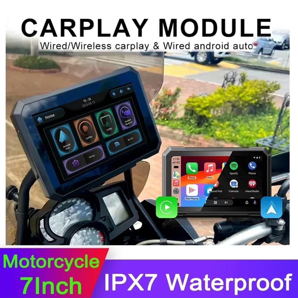 7 Polegada Toque Ao Ar Livre IPX7 À Prova Dwaterproof Água Externo Portátil Suporte De Tela Da Motocicleta CarPlay E And