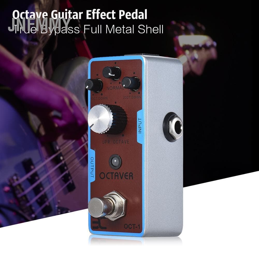 Jnfmmy Pedal de efeito ERYUE EX OCT-1 Octave Mini Guitar True Bypass Full Metal Shell