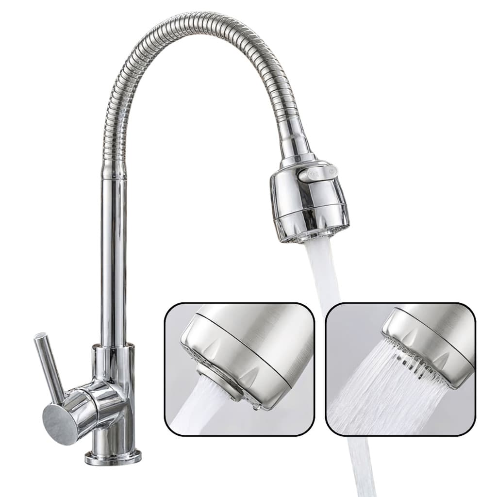 Torneira Gourmet Cozinha Bancada Mesa Pia Cano Inox Flexível Jato dAgua 360°