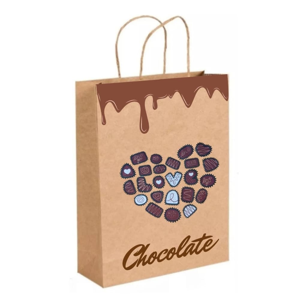Sacola Papel Kraft Chocolate Bombom Páscoa Tamanho M 25 Unidades