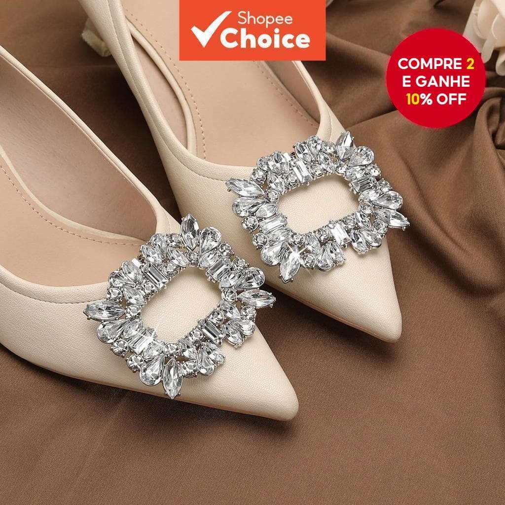 1 Par De Clipes De Sapato De Strass De Cristal – Fivelas Brilhantes Para Casamento E Salto De Noiva