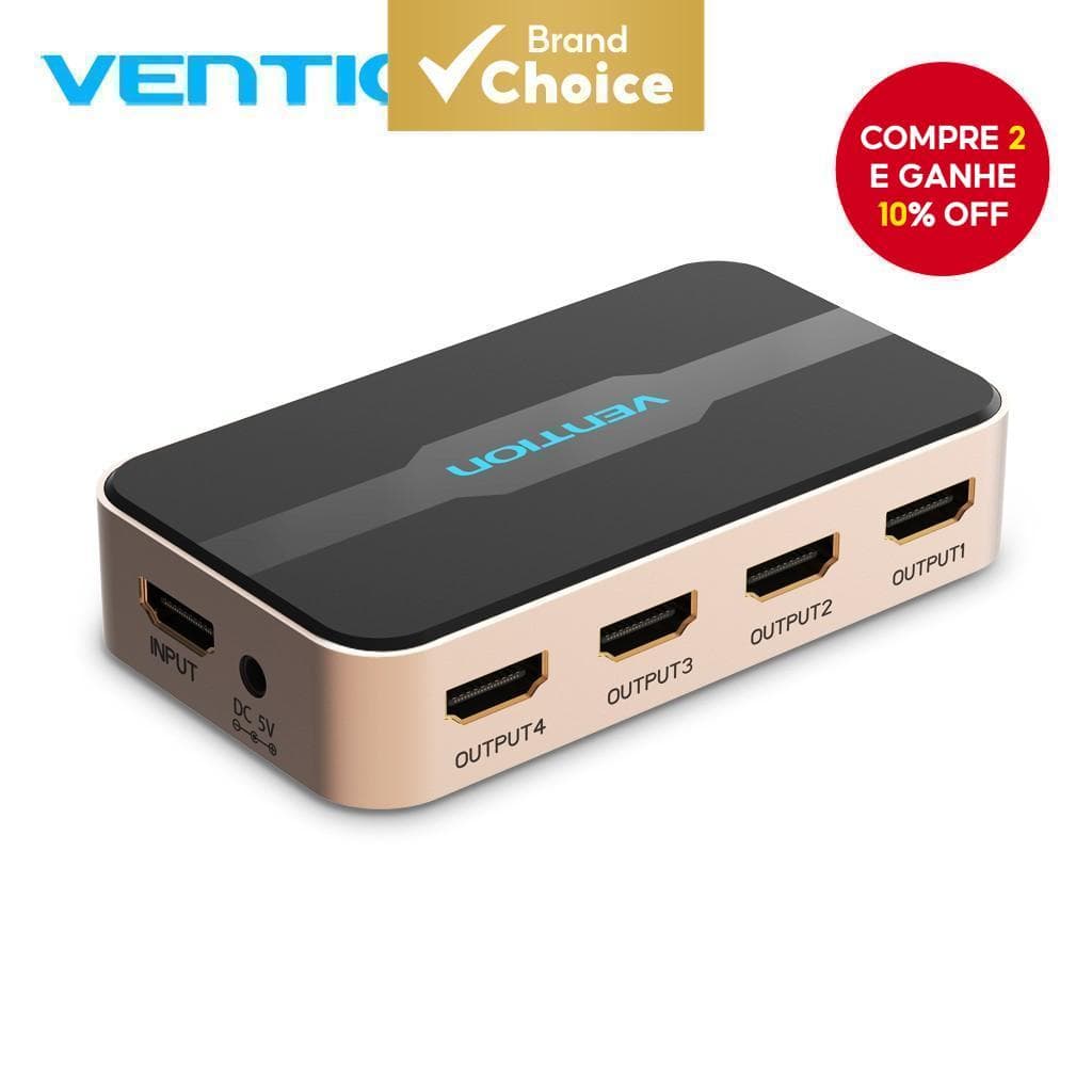 Comutador Divisor HDMI Vention 4KHD 1 Entrada 4 Saídas Conversor