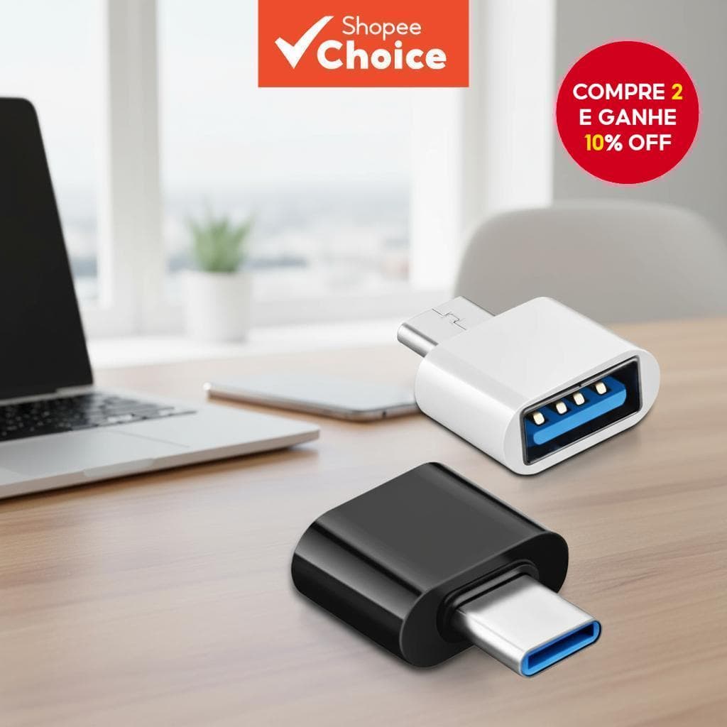  Adaptador de OTG para Pen Drive Flash, Conversor USB para USB Tipo C para Celulares e Computadores