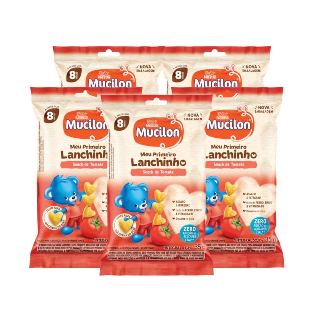 Kit Snack Infantil Meu Primeiro Lanchinho Tomate Mucilon - 5 Unidades 35g